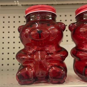 Big Glass Bear Container RED Jar Only 1 Available